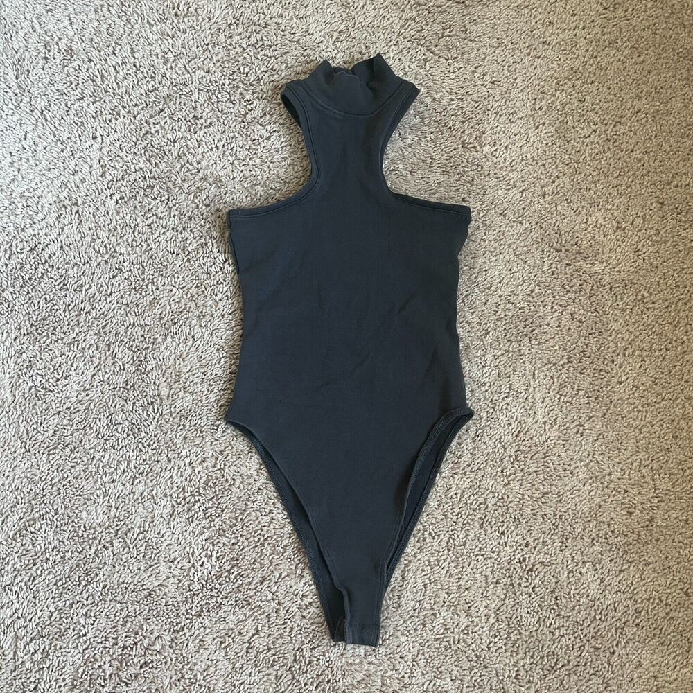 Zara Women's High Neck Cut Out Sleeveless Bodysuit in Vintage Black Size MEDIUM